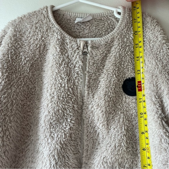 Huxbaby Kids Teddy Fleece Zip Jacket Size 7 | Beige Sherpa Bomber Style Cozy - Picture 6 of 12